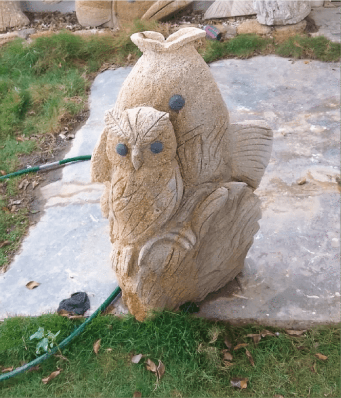 Tallado de Piedra - Pez y Búho